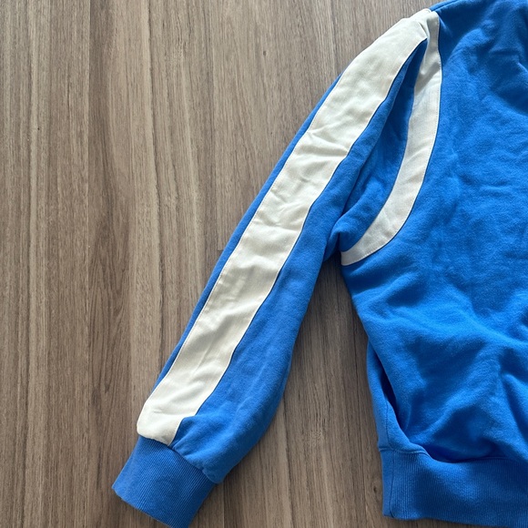 Electric Blue Crewneck Sweatshirt with White Sleeve Stripes - Picture 2 of 11
